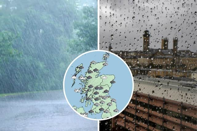 Parts of central and western Scotland will see heavy rain from this afternoon, as experts track three separate low pressure systems set to batter the UK in the coming days.