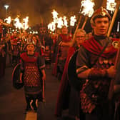 Shetland Vikings from the South Mainland Up Helly Aa fire festival 'Jarl Squad' led a torchlight procession through Edinburgh city centre to launch the 30th anniversary edition of the city's Hogmanay festival. Picture: Jeff J Mitchell/Getty Images