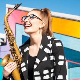 Jess Gillam showed off remarkably liquid jazz playing (Picture: Robin Clewley)