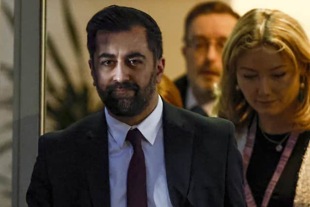 First Minister Humza Yousaf departs the UK Covid inquiry. Photo by Jeff J Mitchell/Getty Images.