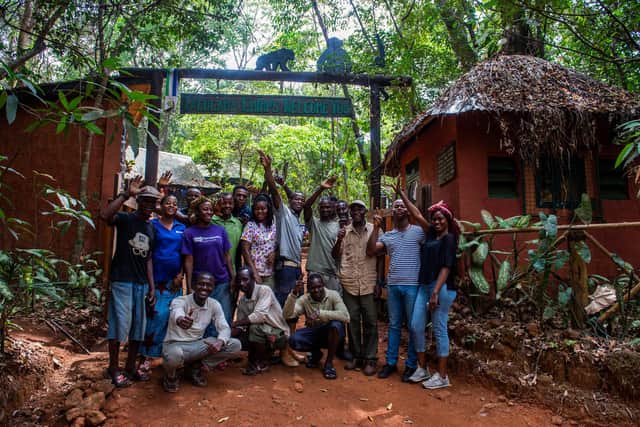 The team at Tacugama Chimpanzee Sanctuary in Sierra Leone.