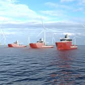 An image showing the four vessels that will be used for the giant Dogger Bank offshore wind farm.