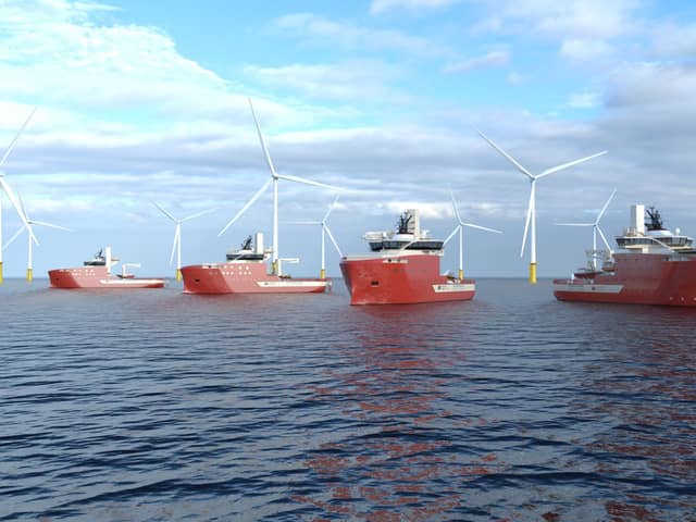 An image showing the four vessels that will be used for the giant Dogger Bank offshore wind farm.