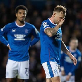 Rangers' Scott Arfield looks dejected during the defeat by Ajax at Ibrox.