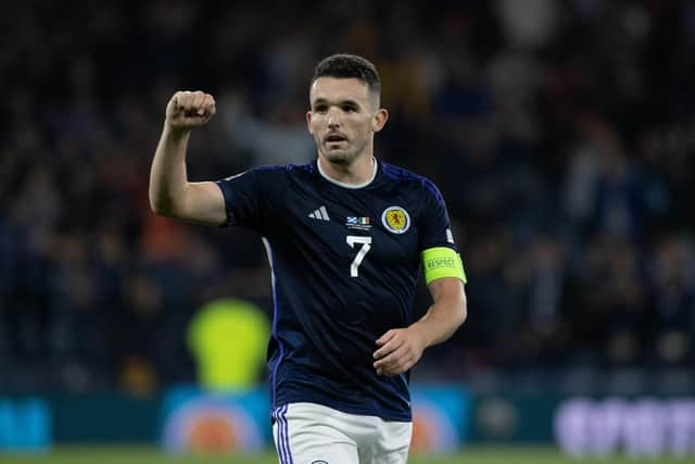 John McGinn celebrates Scotland's victory over Republic of Ireland at Hampden Park on Saturday. Photo by Alan Harvey / SNS Group