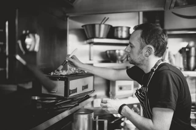 Stuart Smith in the kitchen at Fin & Grape, Bruntsfield