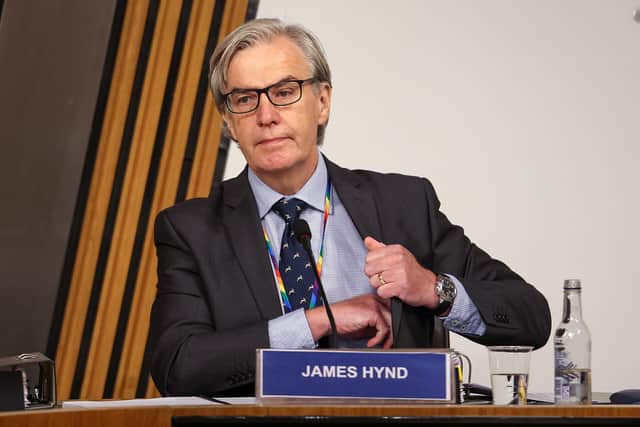 James Hynd, Head of Cabinet, Parliament and Governance Division, Scottish Government, gives evidence at Holyrood to a Scottish Parliament committee examining the handling of harassment allegations against former first minister Alex Salmond in Edinburgh.
