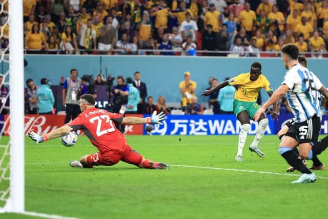 Kuol became the youngest player to feature in a World Cup knockout stage when he played against Argentina since pele in 1958. (Photo by Buda Mendes/Getty Images)