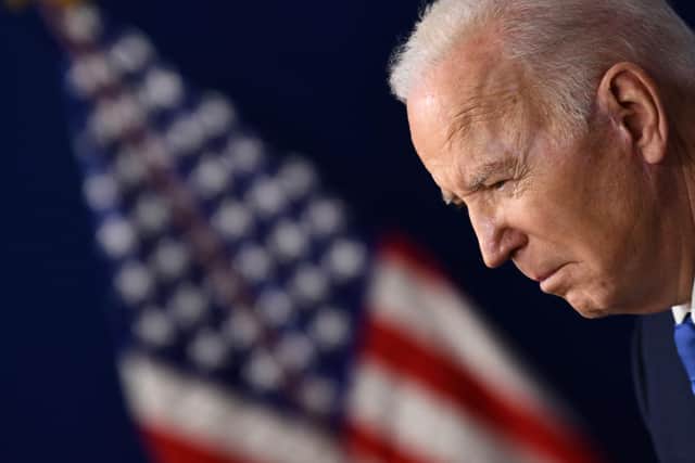 One year after he took office as US President, Joe Biden's poll ratings are lower than even Jimmy Carter’s (Picture: Brendan Smialowski/AFP via Getty Images)