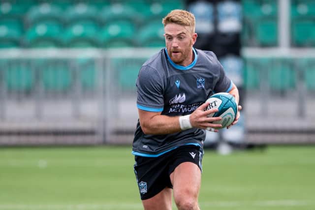 Kyle Steyn during a Glasgow Warriors training session at Scotstoun which will host the club's match against the Sharks on Saturday. Picture: Ross MacDonald/SNS