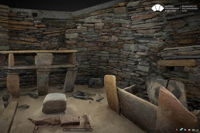 Inside House 7 at Skara Brae, likely the oldest structure on the site and which is normally closed to the public. PIC: HES.