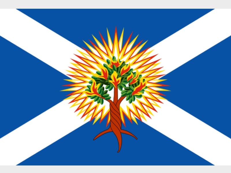 The emblem of a burning bush echoes the teachings of 16th century theologist and preacher John Calvin who saw this icon as representative of the people of God.