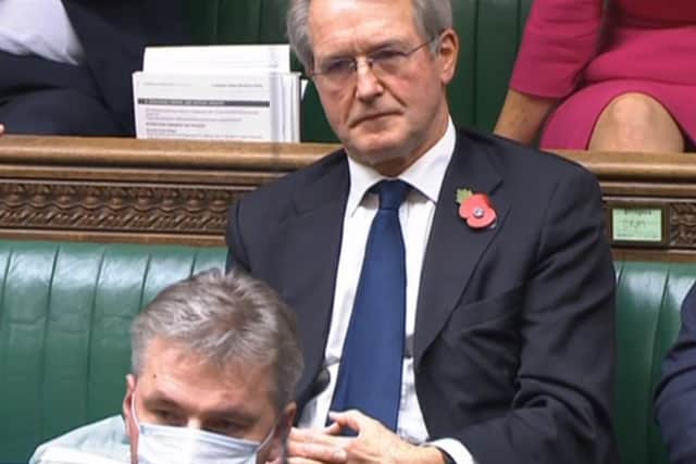 Former Cabinet minister Owen Paterson in the House of Commons, London, as MPs debated an amendment calling for a review of his case after he received a six-week ban from Parliament over an "egregious" breach of lobbying rules. Picture: PA Wire