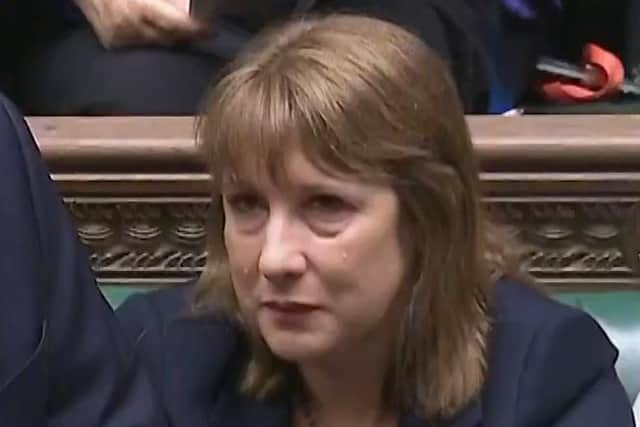 Chancellor Rachel Reeves crying in the House of Commons.