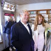 Labour leader Keir Starmer and Deputy Leader Angela Rayner visit Entwhistle's deli on a walkabout in Ramsbottom, Greater Manchester, at the start of campaigning in the 2022 local elections