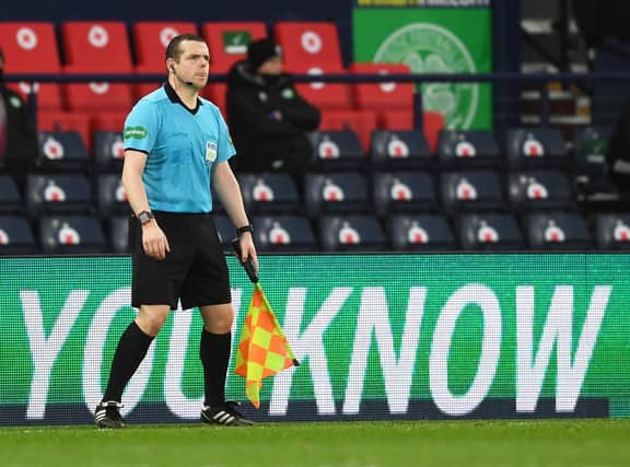 Assistant referee and leader of the Scottish Conservatives, Douglas Ross during a William Hill Scottish Cup semi-final match between Celtic and Aberdeen at Hampden Park. Picture: Craig Foy/SNS Group