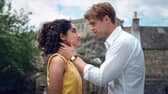 Ambika Mod and Leo Woodall as Emma and Dexter in the new Netflix series, One Day, filming in Edinburgh. Pic. Contributed