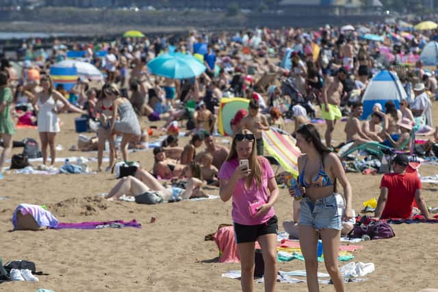 Portobello Beach in Edinburgh was packed