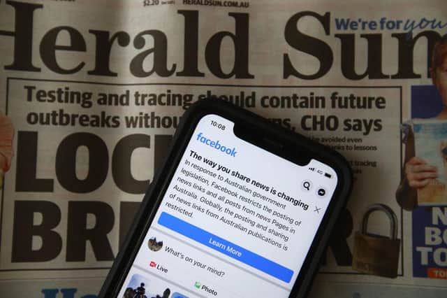 Facebook has banned publishers and users in Australia from posting and sharing news content as the government prepares to pass laws that will require companies to pay publishers for sharing or using content (Photo: Robert Cianflone/Getty Images)