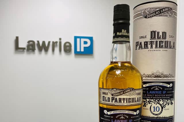 To mark its tenth anniversary, Lawrie IP has had ten bottles of a ten-year old single malt whisky bottled by one of its clients, fellow Glasgow-based firm Douglas Laing & Company.