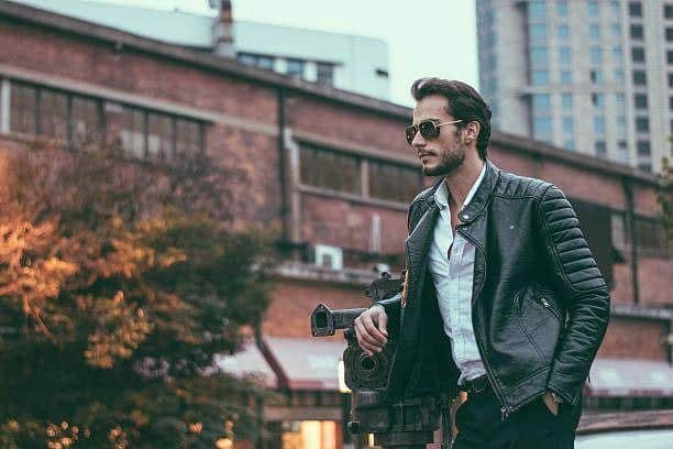 A men with high quality leather jacket