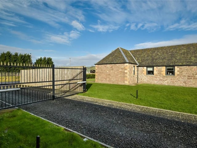 Electric gates and driveway.