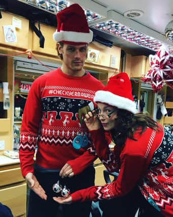 Outlander star Sam Heughan showing his support for the #CheckYerBawballs campaign last year.