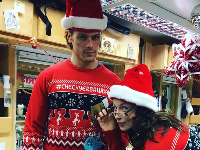 Outlander star Sam Heughan showing his support for the #CheckYerBawballs campaign last year.