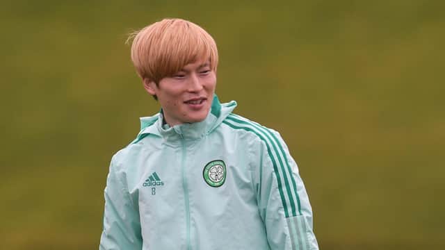 Celtic's Kyogo Furuhashi during Celtic training on December 08, 2021, in Glasgow, Scotland. (Photo by Craig Foy / SNS Group)