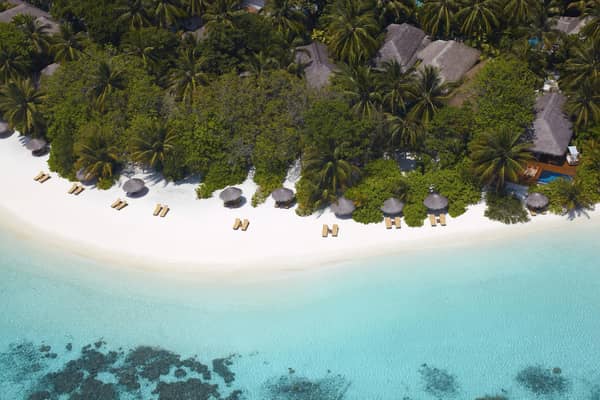 The beach at Baros resort, Maldives. Pic: Baros/PA