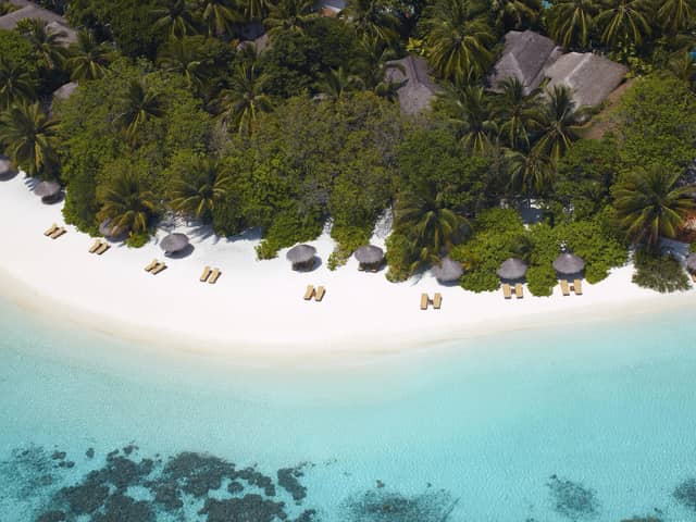 The beach at Baros resort, Maldives. Pic: Baros/PA