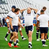 Scotland's forwards will face a huge physical test against South Africa in Marseille.  (Photo by CLEMENT MAHOUDEAU/AFP via Getty Images)