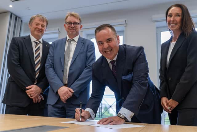 Left  to right, Mark Dyer and Wim Deschact  from Daikin with Graeme Carling and and Leanne Carling from United Capital Group