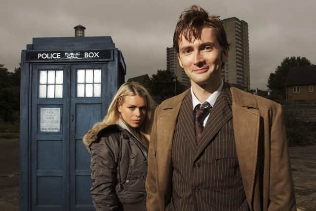 David Tennant as Dr Who with assistant Rose Tyler, played by Billie Piper.