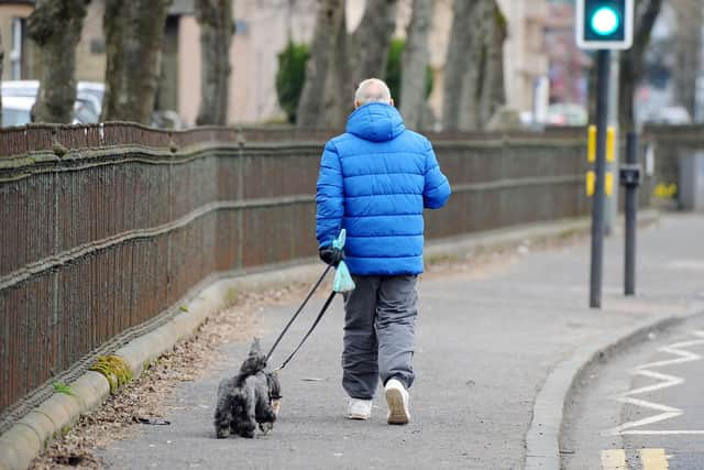Dog owners self-isolating at home are being urged to keep their pets on a lead if out walking them.