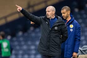 Scotland manager Steve Clarke points the way during the Euro 2020 play-off between Scotland and Israel at Hampden Park (Photo by Craig Williamson / SNS Group)