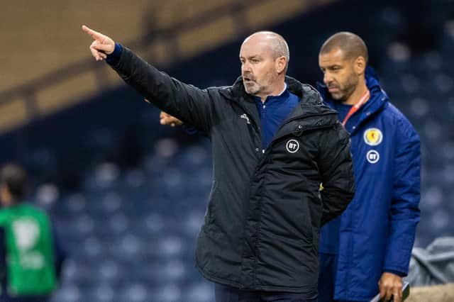 Scotland manager Steve Clarke points the way during the Euro 2020 play-off between Scotland and Israel at Hampden Park (Photo by Craig Williamson / SNS Group)