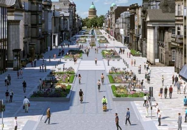 Edinburgh councillors ideal vision for George Street would see the current parking down the centre of the street removed, buses rerouted, the pavement widened and vehicles excluded for most of the day