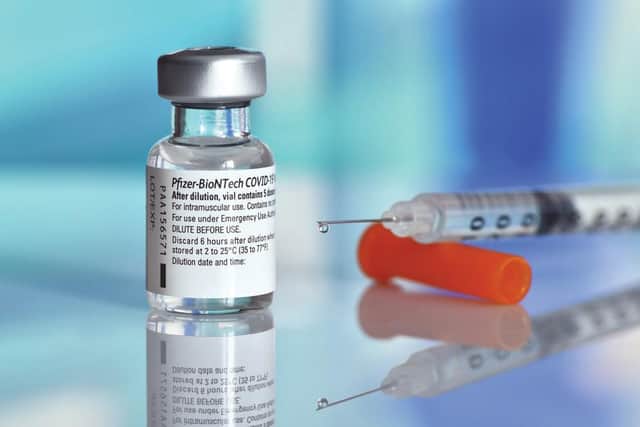 Pfizer-BioNTech COVID-19 Vaccine "comirnaty" ampoule. Picture: Daniel Chetroni/Shutterstock