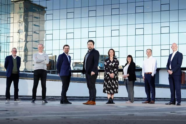 Ian Marshall (Anderson Anderson & Brown), Callum Sinclair (Burness Paull), Paul Wilson (STAC), Gregor Aikman (STAC), LeighAnne Jordan (LeighAnne Jordan Talent Solutions), Gillian Rushton (Anderson Anderson & Brown), Stefan Raue (Arceptive), and Scott Smyth (Soben). Picture: Stewart Attwood