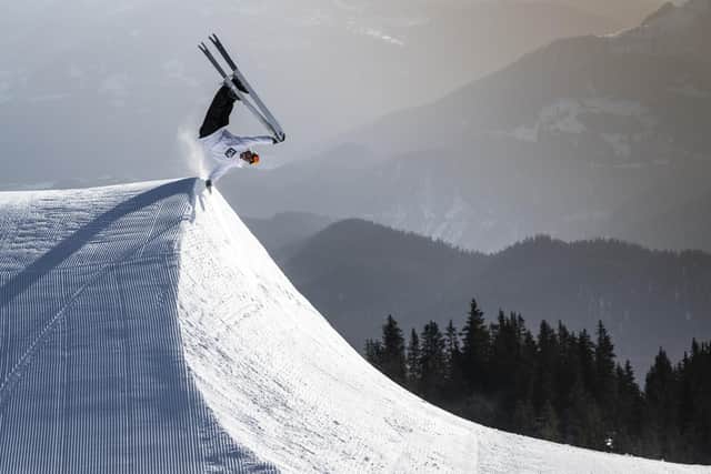 A snowboarder at Laax. Pic: PA Photo/Daniel Loosi.