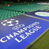 Champions League branding at Celtic Park ahead of a group stage match against Atletico Madrid in October. (Photo by Rob Casey / SNS Group)