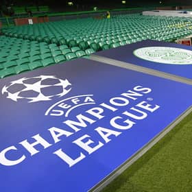 Champions League branding at Celtic Park ahead of a group stage match against Atletico Madrid in October. (Photo by Rob Casey / SNS Group)