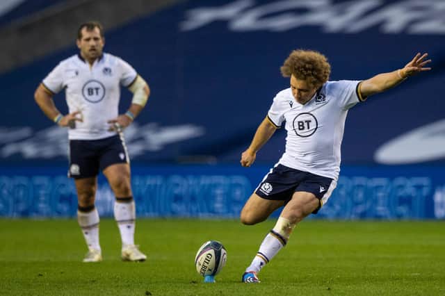 Duncan Weir's penalties kept Scotland in touch with France. Picture: Craig Williamson / SNS