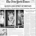 The New York Times is one of many newspapers worldwide which led with a story on the Queen's death.