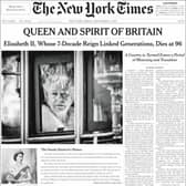 The New York Times is one of many newspapers worldwide which led with a story on the Queen's death.