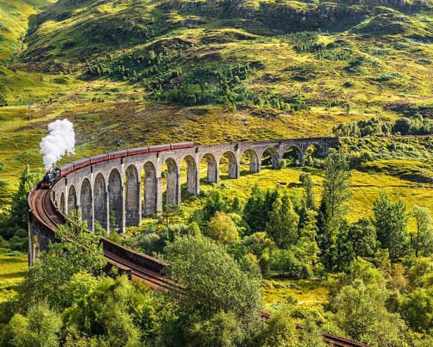 The Jacobite crossing the Glenfinnan viaduct. (Photo by Getty Images)