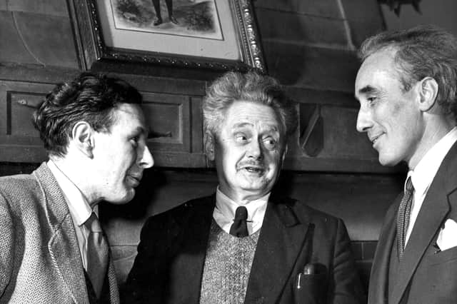The poets Norman MacCaig, Hugh MacDiarmid and Sydney Goodsir Smith at Burns Supper at the Peacock, Newhaven, 20 January 1959. MacDiarmid is the "presiding spirit" of Alan Riach's new history of Scottish Literature. PIC: TSPL