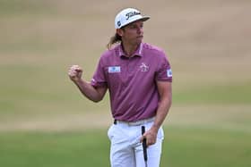 Cameron Smith celebrates on the 18th during the final round at the Old Course. Picture: Ian Rutherford.