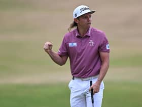 Cameron Smith celebrates on the 18th during the final round at the Old Course. Picture: Ian Rutherford.